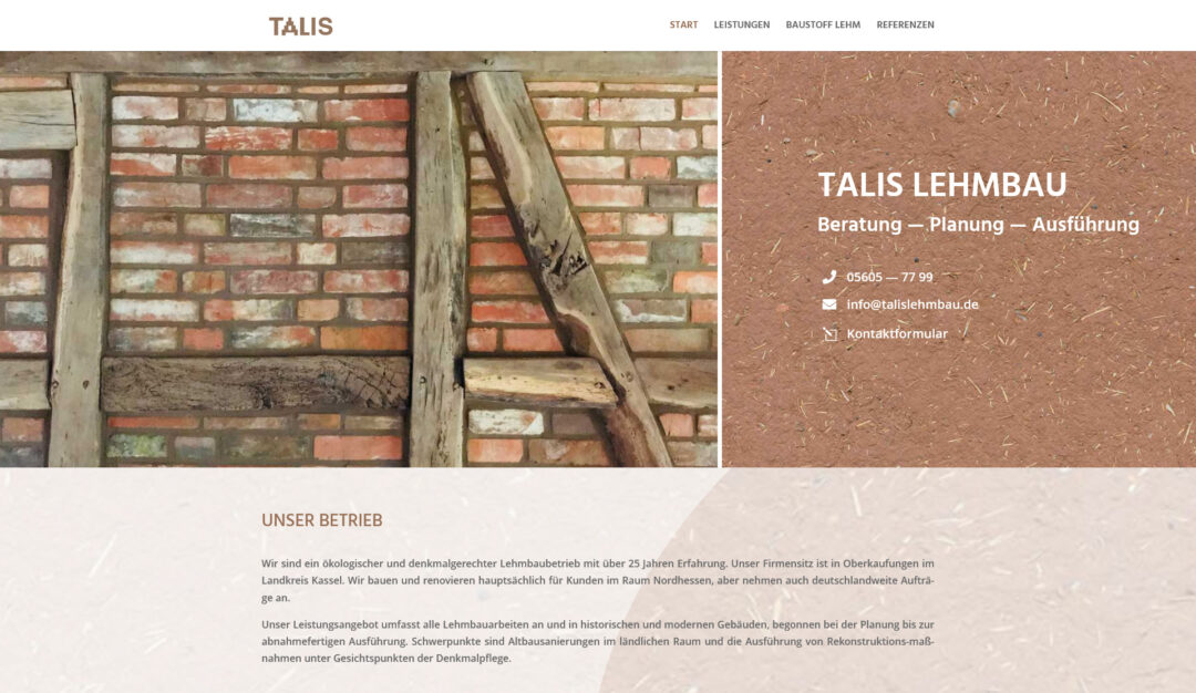 Webdesign für Talis Lehmbau GmbH